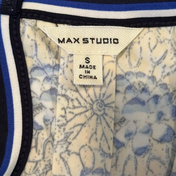 SALE 2/15 Max Studio Sleeveless Floral Mini Dress Blue/Yellow Size Small - Picture 6 of 8